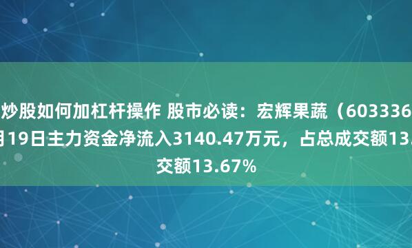炒股如何加杠杆操作 股市必读：宏辉果蔬（603336）9月19日主力资金净流入3140.47万元，占总成交额13.67%